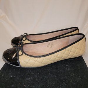 Sam Edelman Leather Black and Tan Quilting flats, size 8.5